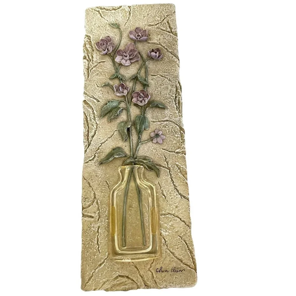 Vintage Wall Decoration Purple Flower Cheb Blum Tile Resin‎ Table Tile 9 1/8